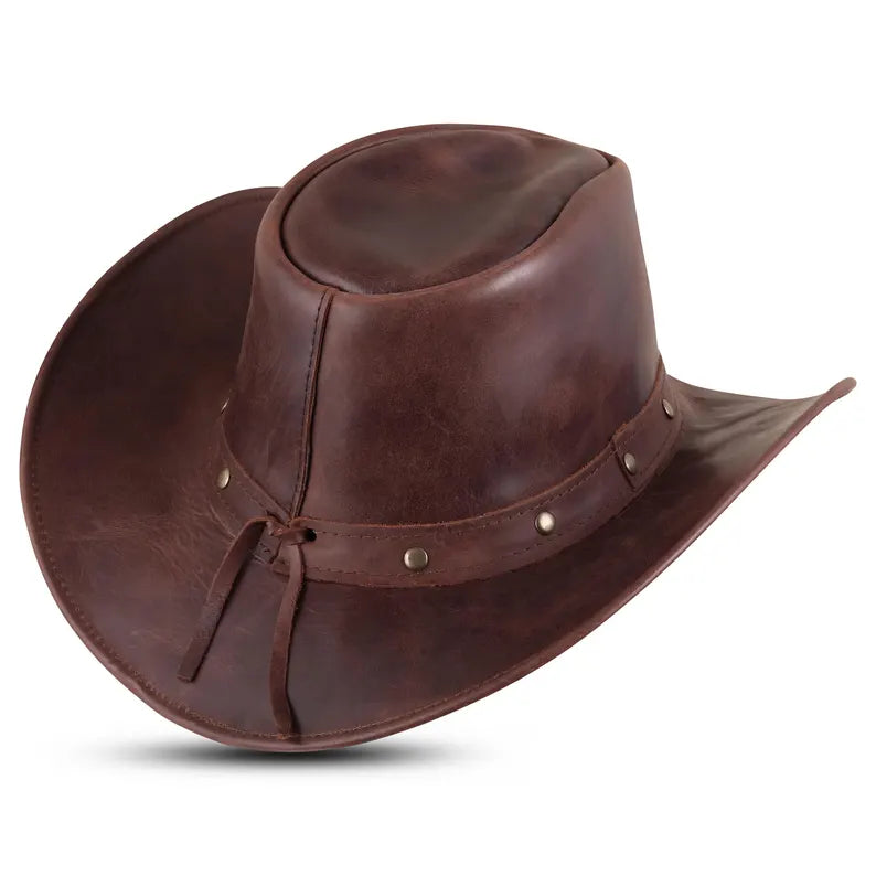 Vintage Leather Cowboy Hat